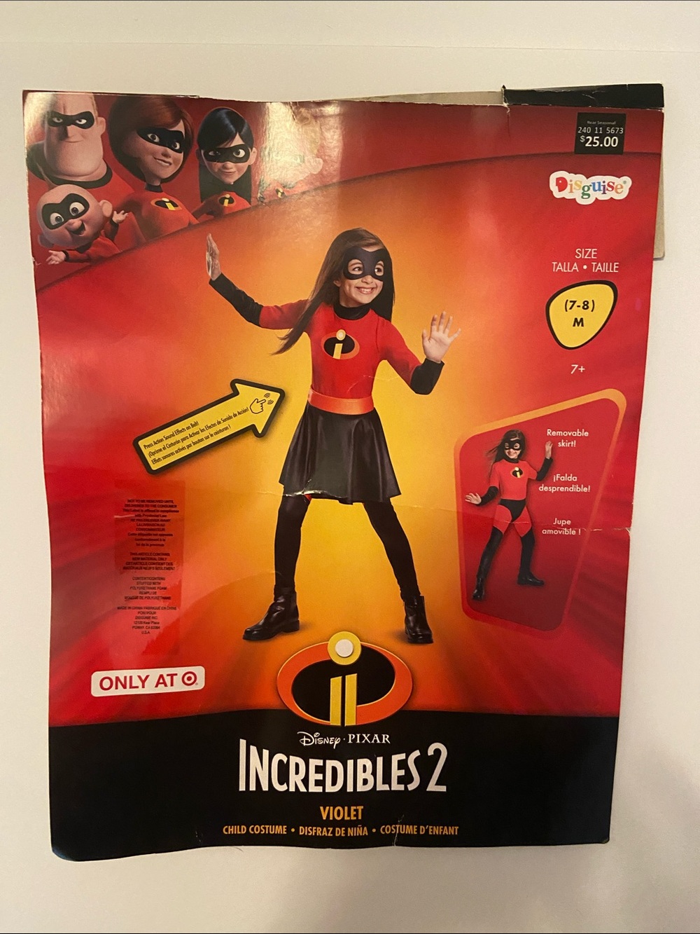 Incredibles-Inspired Girls' Superhero Costume - Red and Black-Size M 7/8